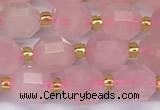 CCB1243 15 inches 7*8mm faceted rose quartz beads