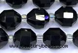 CCB1263 15 inches 9*10mm faceted black agate beads