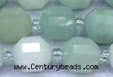 CCB1306 15 inches 9mm - 10mm faceted amazonite beads