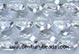 CCB1320 15 inches 6mm faceted coin white crystal beads