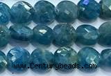CCB1321 15 inches 6mm faceted coin apatite gemstone beads