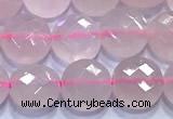 CCB1332 15 inches 8mm faceted coin rose quartz beads