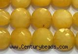 CCB1343 15 inches 8mm faceted coin jade beads