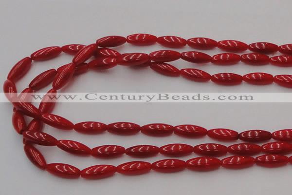 CCB137 15.5 inches 5*13mm rice red coral beads strand wholesale