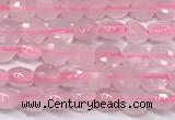 CCB1371 15 inches 4mm faceted coin rose quartz beads