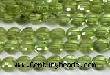 CCB1378 15 inches 4mm faceted coin peridot beads