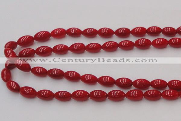 CCB138 15.5 inches 7*11mm rice red coral beads strand wholesale