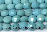 CCB1386 15 inches 4mm faceted coin turquoise beads