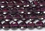 CCB1395 15 inches 4mm faceted coin red garnet beads