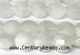 CCB1400 15 inches 6mm faceted coin white moonstone beads