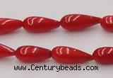 CCB141 15.5 inches 5*11mm teardrop red coral beads wholesale