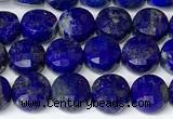 CCB1415 15 inches 6mm faceted coin lapis lazuli beads