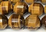 CCB1425 15 inches 9mm - 10mm faceted yellow tiger eye beads