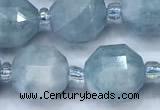 CCB1466 15 inches 9mm - 10mm faceted aquamarine beads