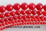 CCB15 5pcs 15.5 inches round shape red coral beads Wholesale