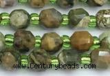 CCB1577 15 inches 5mm - 6mm faceted rhyolite gemstone beads