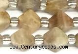 CCB1609 15 inches 10mm faceted sunstone gemstone beads