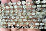 CCB1708 15 inches 6mm faceted coin green rutilated quartz beads