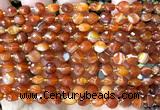 CCB1733 15 inches 6mm faceted coin red banded agate beads