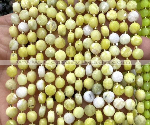 CCB1773 15 inches 6mm faceted coin butter jade beads