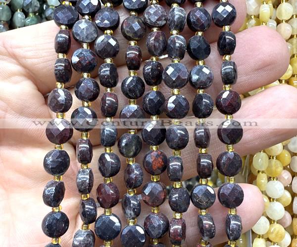 CCB1782 15 inches 6mm faceted coin brecciated jasper beads