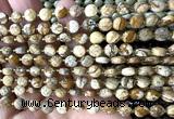 CCB1795 15 inches 6mm faceted coin picture jasper beads