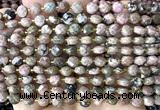 CCB1812 15 inches 6mm faceted coin rhodonite gemstone beads