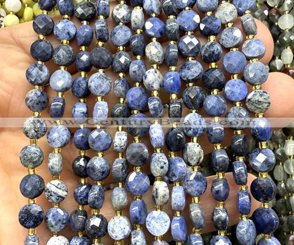 CCB1844 15 inches 6mm faceted coin dumortierite beads