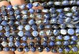CCB1844 15 inches 6mm faceted coin dumortierite beads