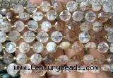 CCB1910 15 inches 8mm faceted coin black gold rutilated quartz beads