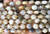 CCB1931 15 inches 8mm faceted coin bamboo leaf agate beads