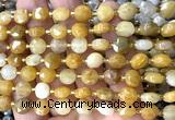 CCB1952 15 inches 8mm faceted coin yellow jade beads
