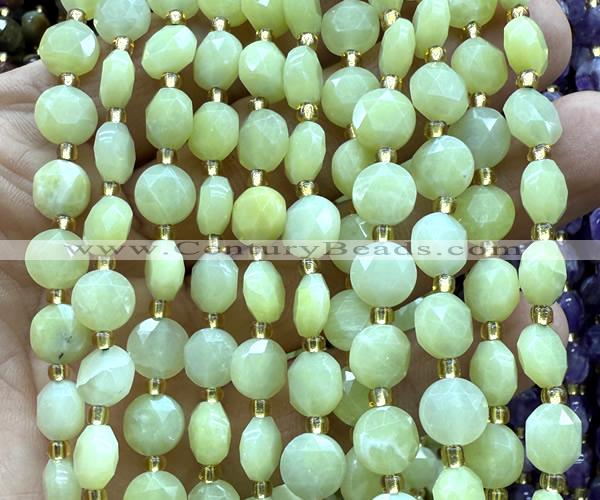CCB1959 15 inches 8mm faceted coin New jade beads