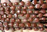 CCB1981 15 inches 8mm faceted coin red jasper beads