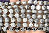 CCB1988 15 inches 8mm faceted coin grey picture jasper beads