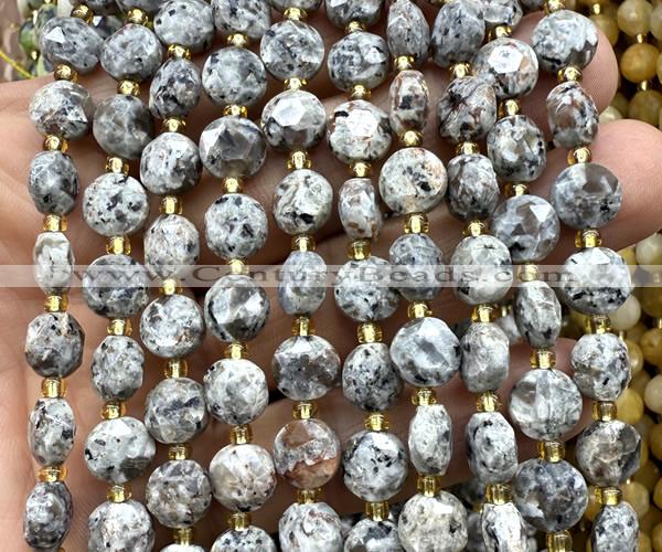 CCB1994 15 inches 8mm faceted coin yooperlite flame jasper beads