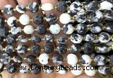 CCB1995 15 inches 8mm faceted coin black & white jasper beads