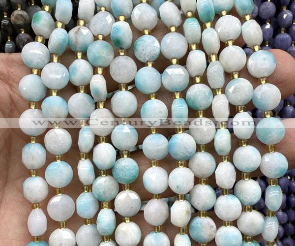 CCB2012 15 inches 8mm faceted coin dyed jade beads