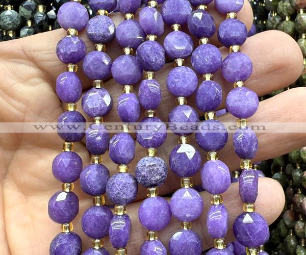 CCB2015 15 inches 8mm faceted coin dyed jade beads