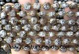 CCB2021 15 inches 8mm faceted coin Chinese snowflake obsidian beads
