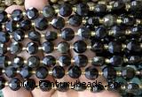 CCB2025 15 inches 8mm faceted coin golden obsidian beads