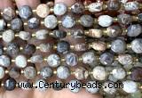 CCB2028 15 inches 8mm faceted coin fossil coral beads