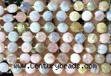 CCB2034 15 inches 8mm faceted coin morganite gemstone beads