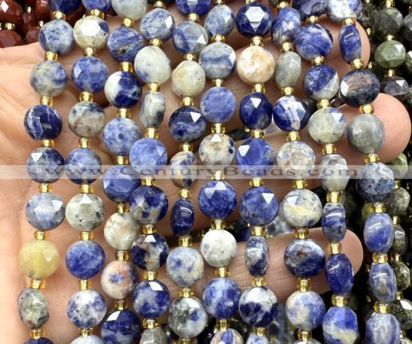 CCB2039 15 inches 8mm faceted coin orange sodalite beads