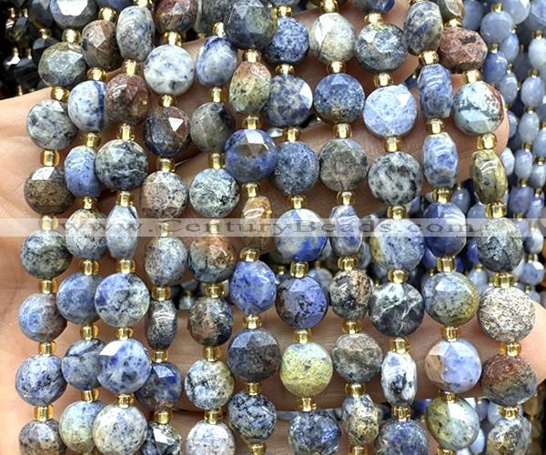 CCB2042 15 inches 8mm faceted coin sunset dumortierite beads