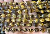 CCB2048 15 inches 8mm faceted coin yellow tiger eye beads