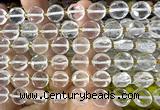 CCB2080 15 inches 10mm faceted coin white crystal beads