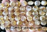 CCB2085 15 inches 10mm faceted coin citrine gemstone beads