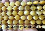 CCB2110 15 inches 10mm faceted coin yellow jade beads