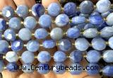 CCB2111 15 inches 10mm faceted coin blue aventurine jade beads